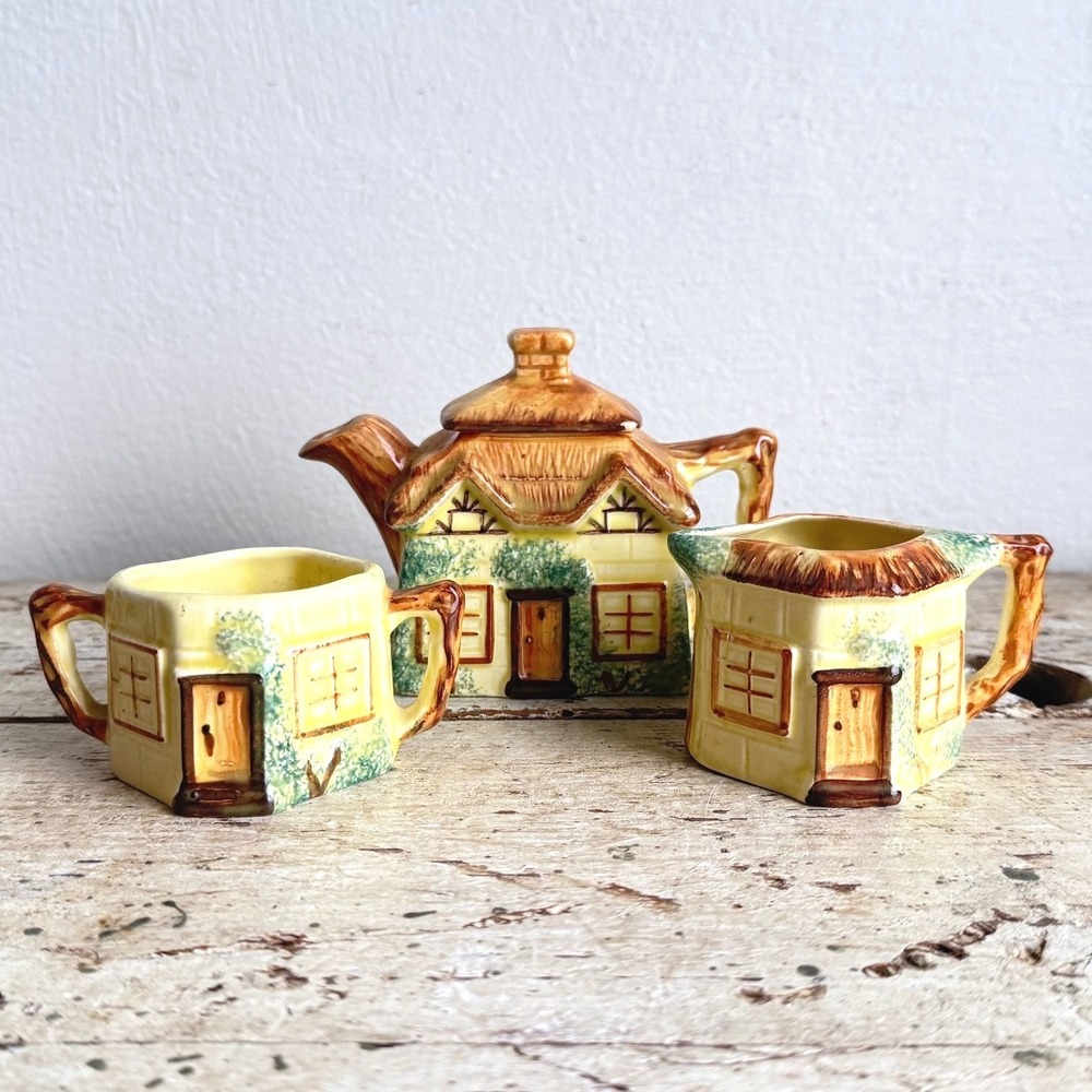 Vintage Keele St Pottery Cottage Tea Set Staffordshire England 3pc CSGC